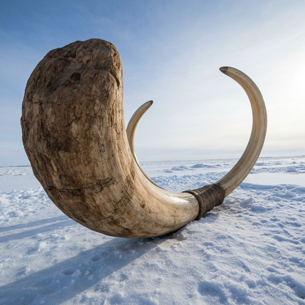 Мамонтовый бивень в вечной мерзлоте